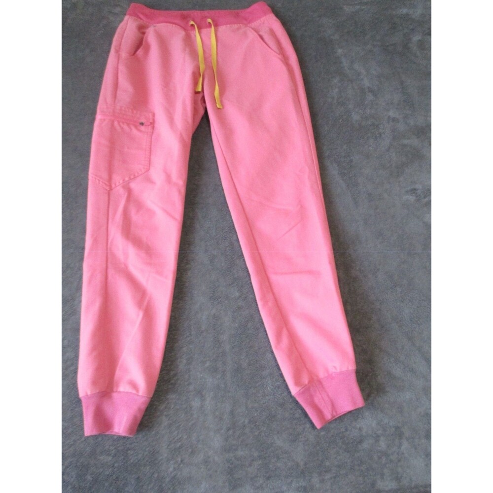 FIGS Women's XS Pink Solid Scrub Pants Drawstring Medical Knit Polyester